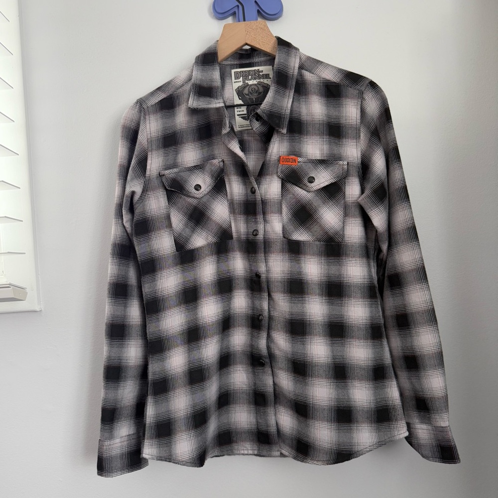 Dixxon Women’s Medium Flannel Big Twin Long Sleeve Black Plaid Grunge Workwear